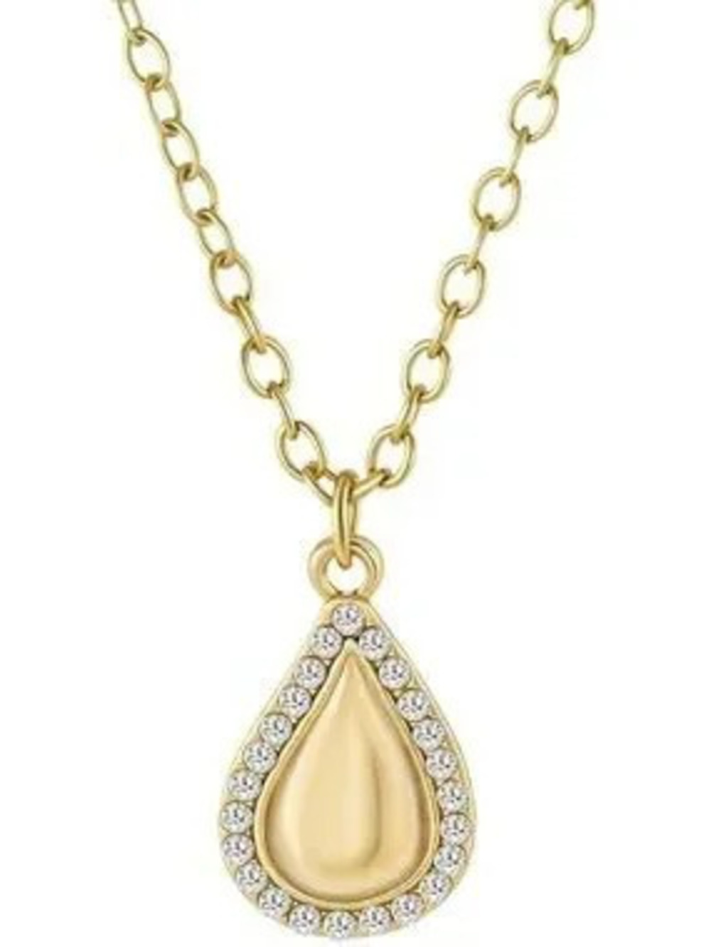 Anthropologie Gold Teardrop Pendant Necklace with Crystal Trim